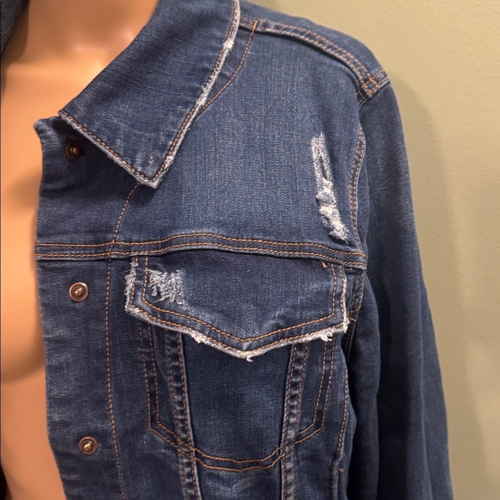 Lane Bryant Blue Denim Jacket with Copper Buttons size 16 - Picture 2 of 4